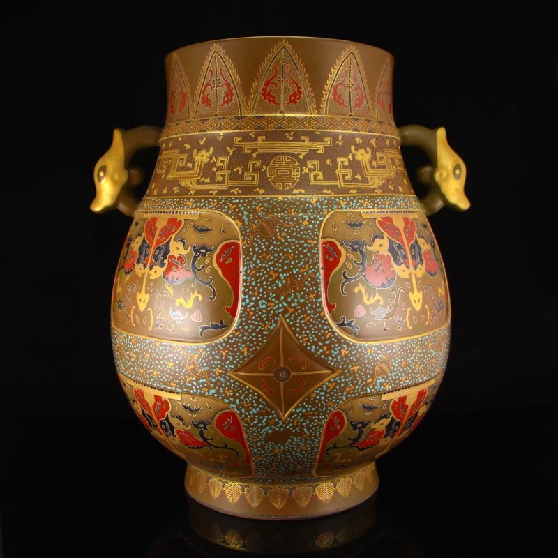 Superb Chinese Gilt Gold Tea Dust Glaze Porcelain Pot (1 of 10)