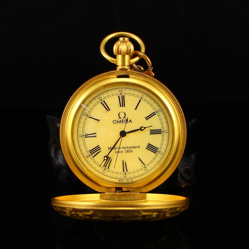 18K Gilt Gold Bronze Mechanical Pocket Watch (1 of 6)