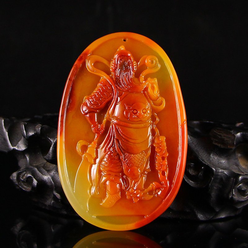 Chinese Natural Jade Pendant - Guangong (1 of 6)