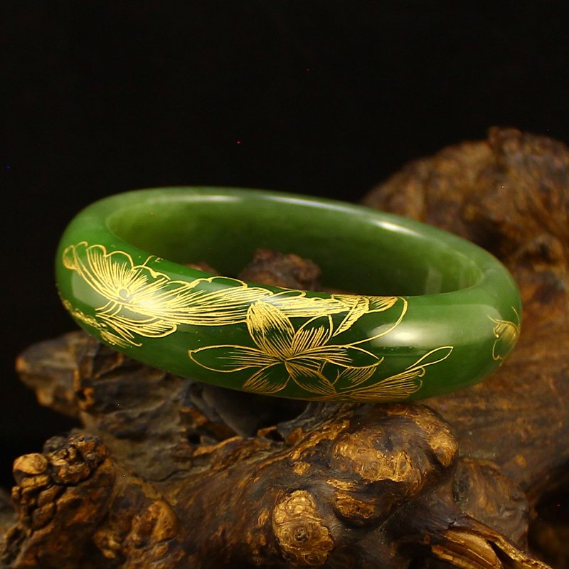Inside Diameter 58 mm China Green Hetian Jade Bracelet (1 of 6)
