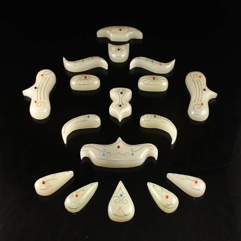 China Hetian Jade Inlay Silver Wire & Gem Facial Makeup (1 of 10)