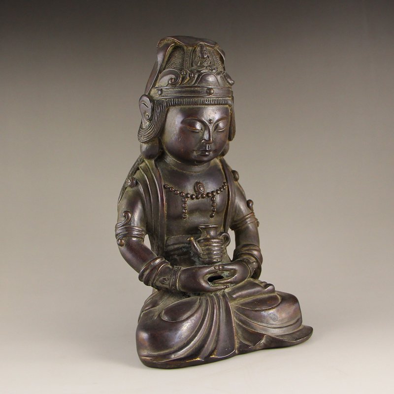 Vintage Chinese Bronze Bodhisattva Statue (1 of 6)