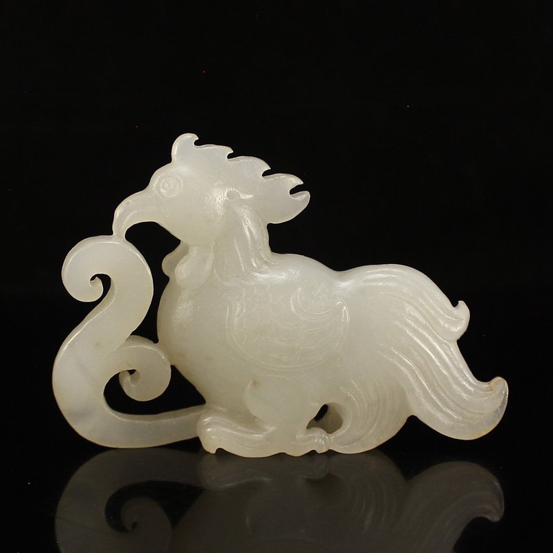 Vintage Chinese Hetian Jade Pendant - Ruyi Rooster (1 of 7)