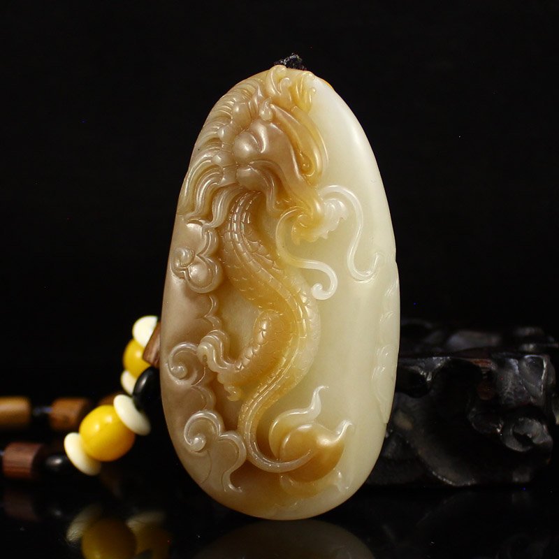 Superb Chinese Hetian Jade Fortune Dragon Pendant (1 of 7)