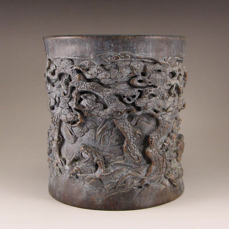 Vintage Chinese Chen Xiang Wood Brush Pot (1 of 7)