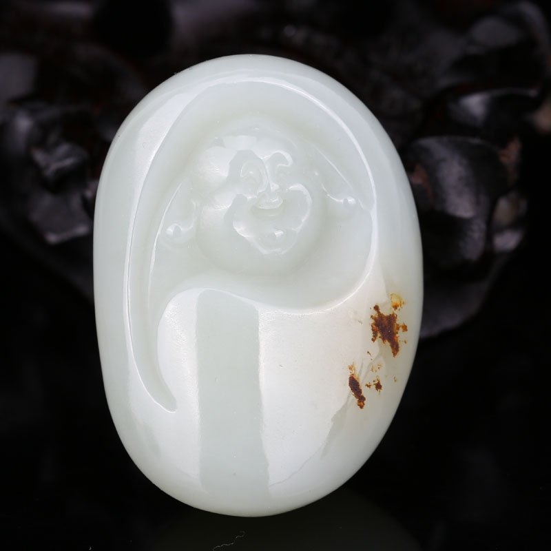Chinese Natural Hetian Jade Laughing Buddha Pendant (1 of 7)
