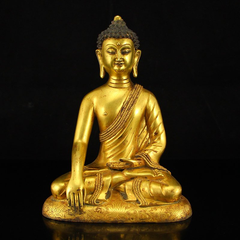 China Ming Dy Gilt Gold Bronze Siddhartha Buddha Statue (1 of 9)