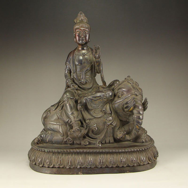 China Ming Dy Bronze Statue - Samantabhadra & Elephant (1 of 10)