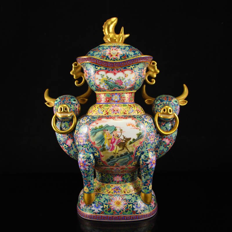Chinese Gilt Gold Famille Rose Porcelain Incense Burner (1 of 10)
