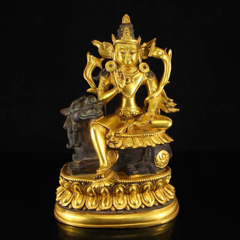 Chinese Gilt Gold Bronze Bulmo Tashi Tseringma Statue: 中國明代 鎏金青銅 祥壽佛母佛像 Chinese Ming Dynasty Gilt Gold Bronze Bulmo Tashi Tseringma Statue Dimension: 230 x 1