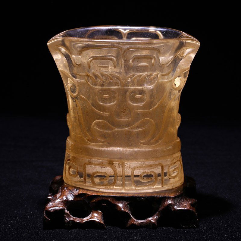 Vintage Chinese Berg Crystal Beast Head Cup (1 of 6)