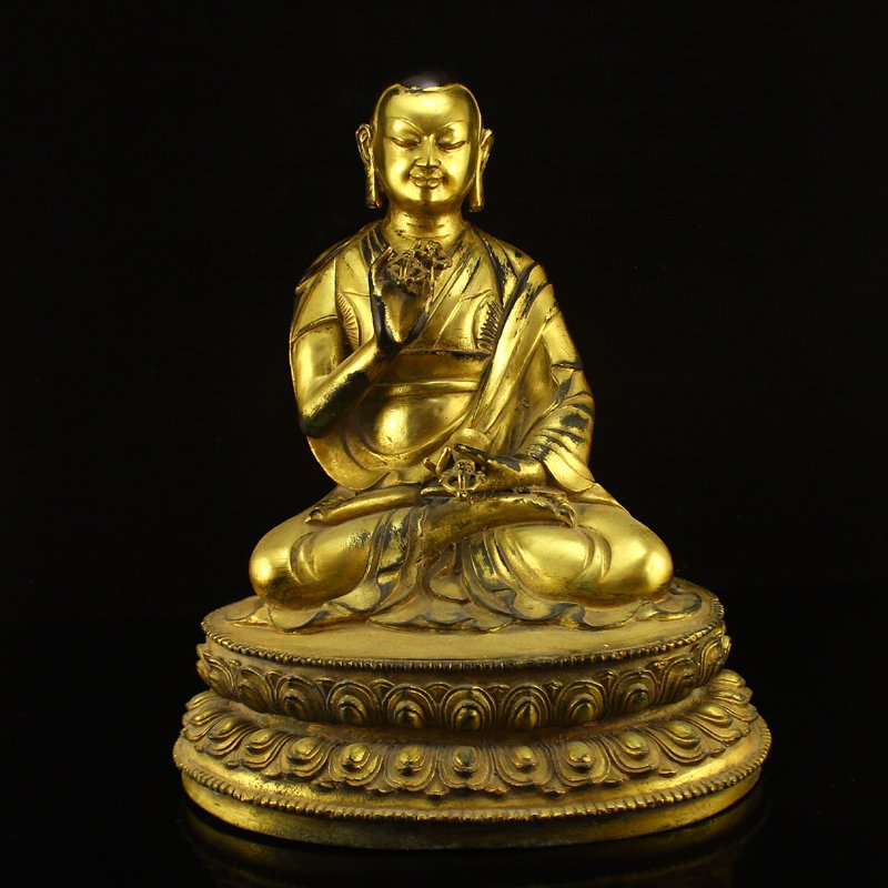 Tibet Buddhist Gilt Gold Bronze Sabban Buddha Statue (1 of 7)