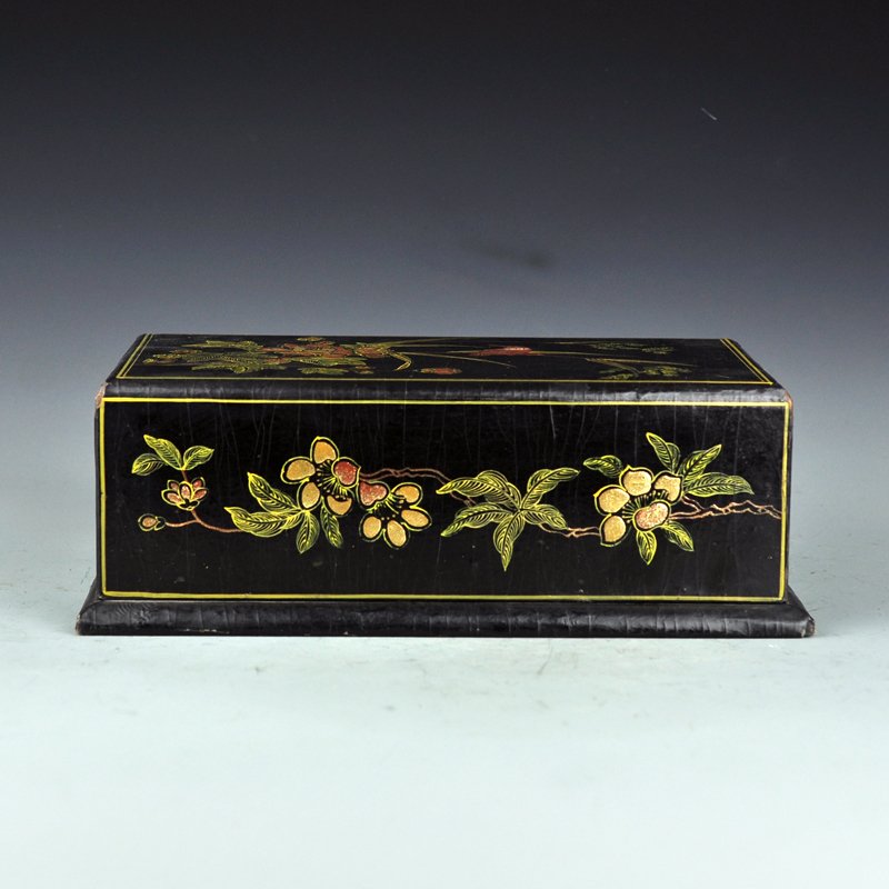 Vintage Chinese Hard Wood Lacquerware Seal Box (1 of 10)