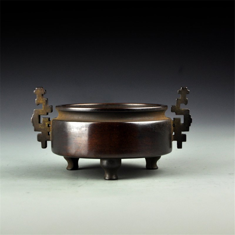 Chinese Ming Dy Red Copper Double Ears Incense Burner (1 of 7)