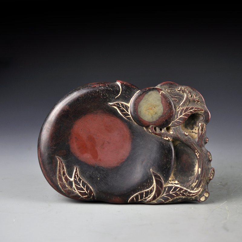 Vintage Chinese Duan Inkstone w Peach (1 of 10)