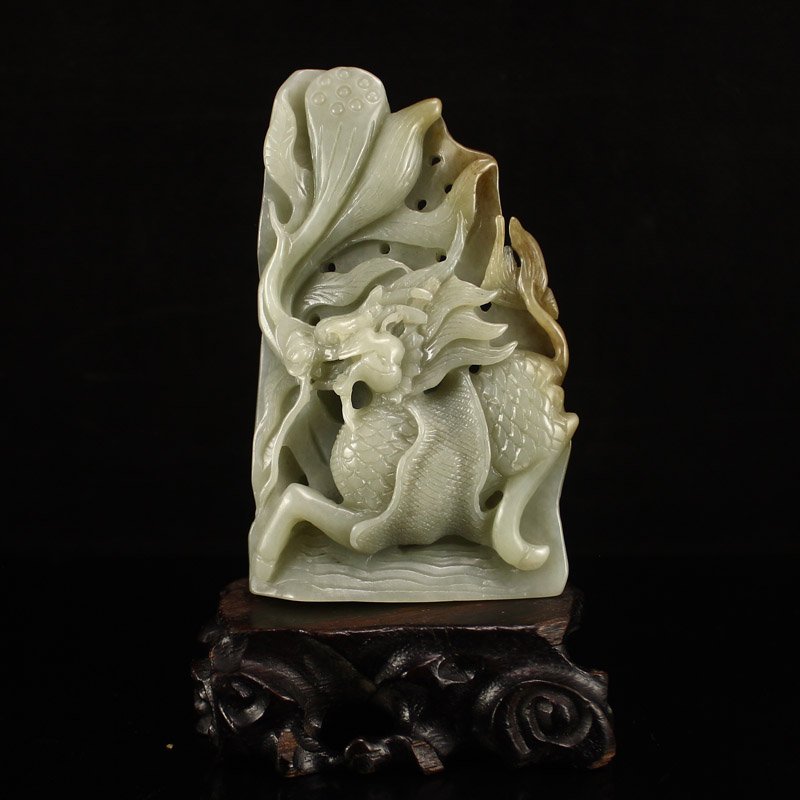 Superb Chinese Hetian Jade Fortune Kylin Statue (1 of 6)