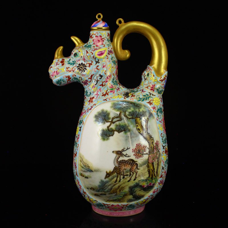 Chinese Gilt Gold Famille Rose Porcelain Teapot (1 of 8)