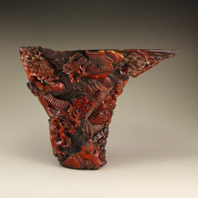 Vintage Chinese Qing Dynasty Ox Horn Statue (1 of 9)