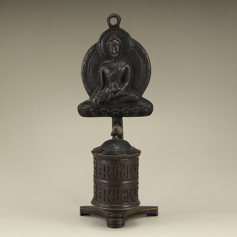 Vintage Tibet Buddhism Bronze Prayer Wheel (1 of 7)