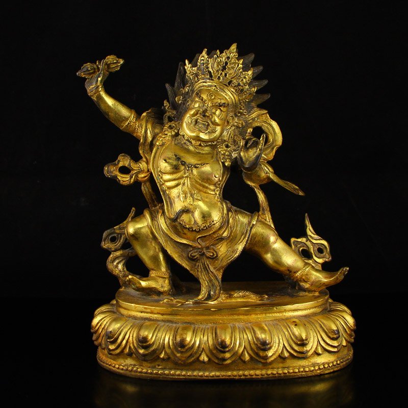 Tibetan Gilt Gold Bronze Vajrapani Bodhisattva Statue (1 of 8)