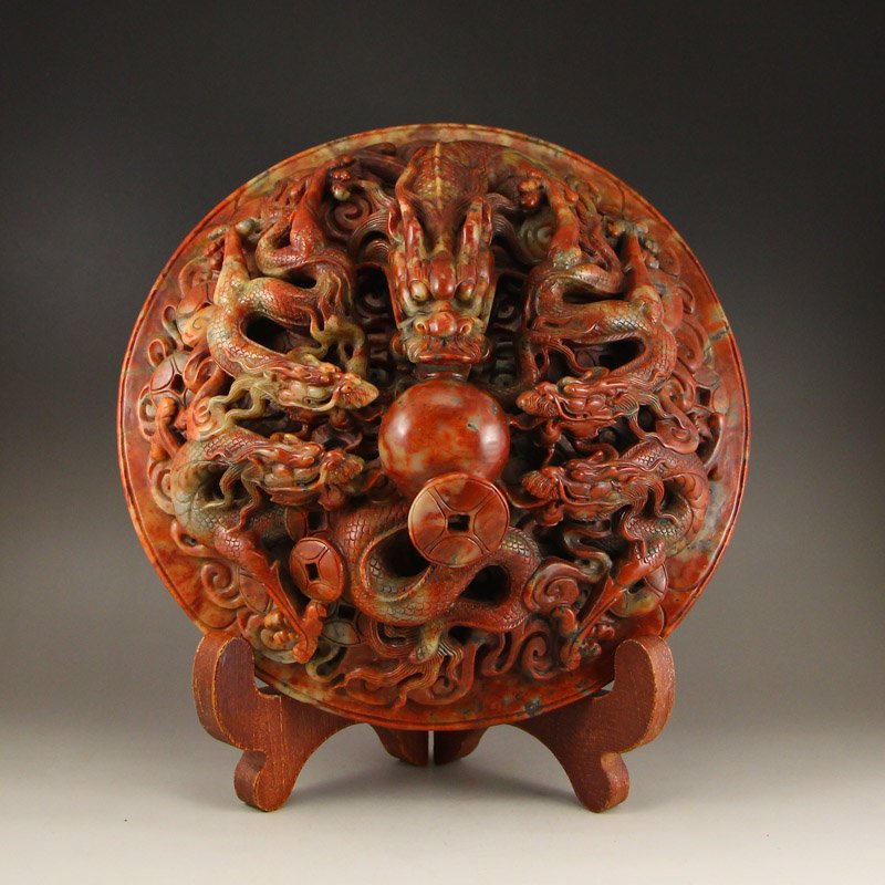 Chinese Shoushan Stone Statue - Fortune Nine Dragons (1 of 9)