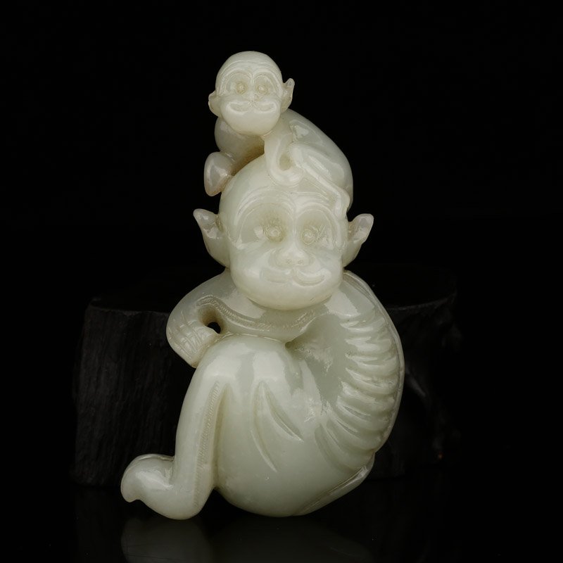 Vintage Chinese Hetian Jade Lucky Monkeys Pendant (1 of 8)
