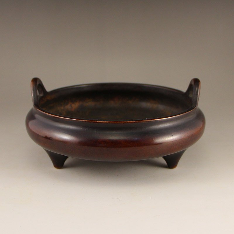 Chinese Ming Dy Red Copper Double Ears Incense Burner (1 of 6)