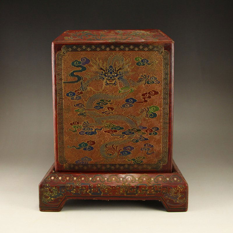 Vintage Chinese Hard Wood Lacquerware Seal Box (1 of 8)