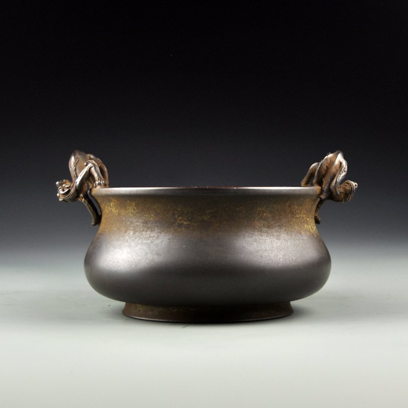 Vintage Chinese Bronze Double Dragons Incense Burner (1 of 8)