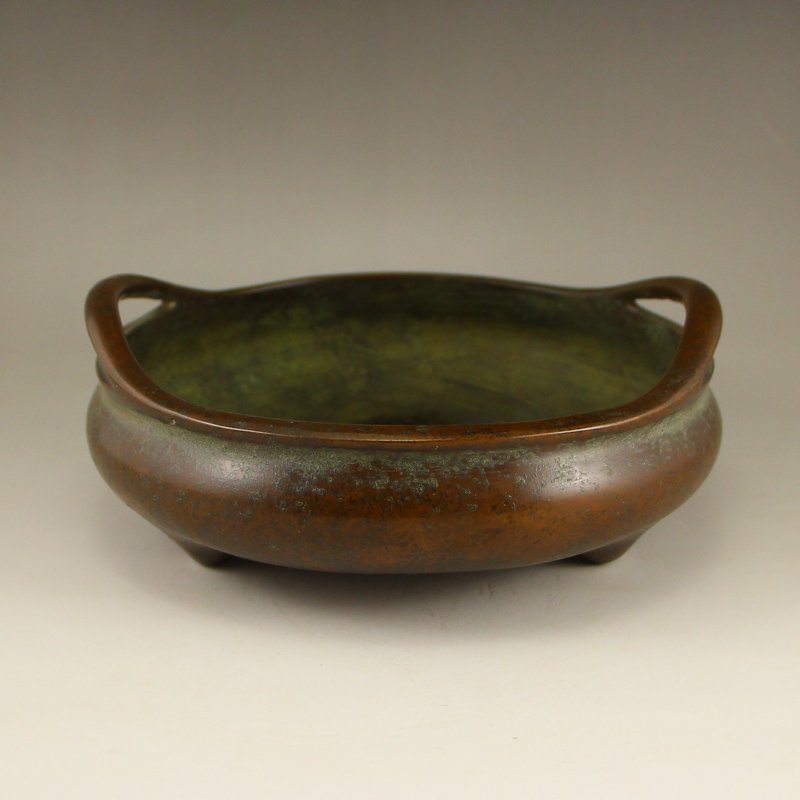 Chinese Ming Dy Red Copper Double Ears Incense Burner (1 of 6)