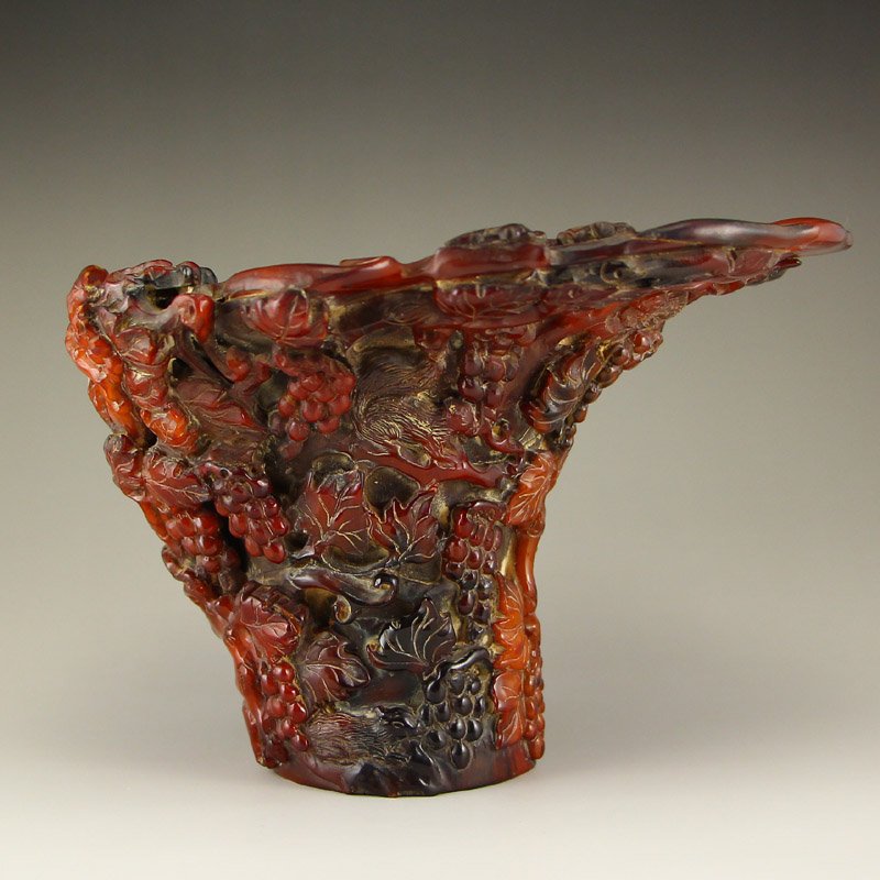 Chinese Qing Dynasty Ox Horn Sacrificed Cup (1 of 10)