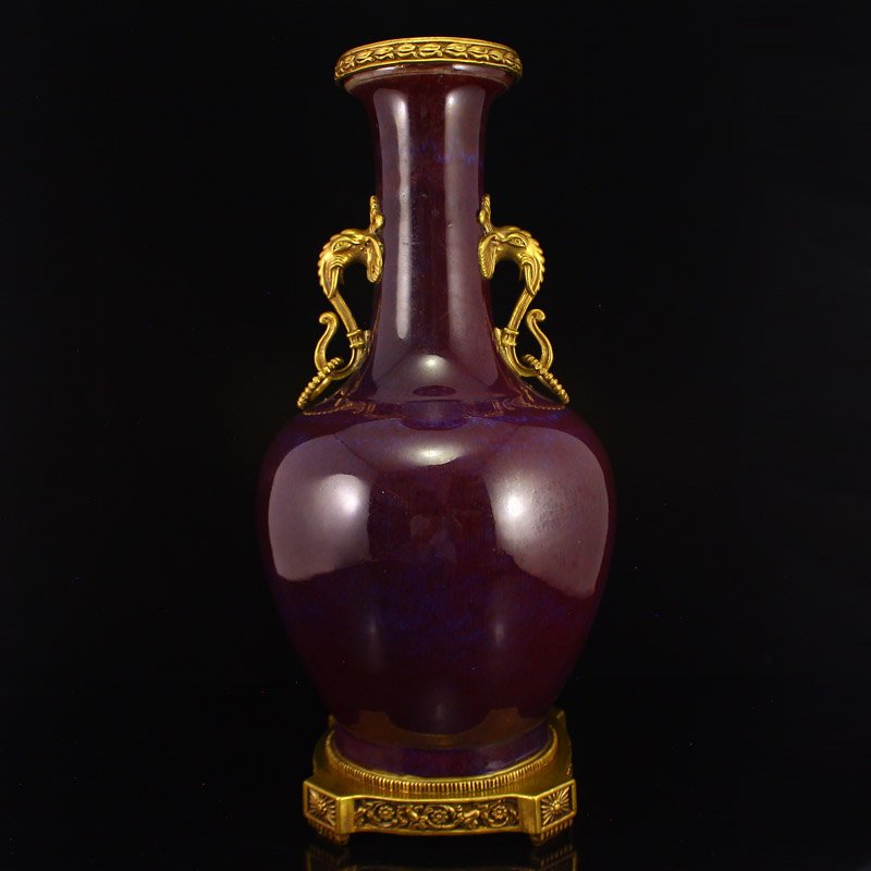 Chinese Qing Dy Gilt Gold Purple Glaze Porcelain Vase (1 of 9)