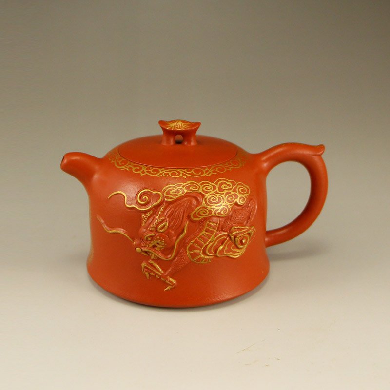 Chinese Gilt Gold Yixing Zisha Fortune Dragon Teapot (1 of 6)