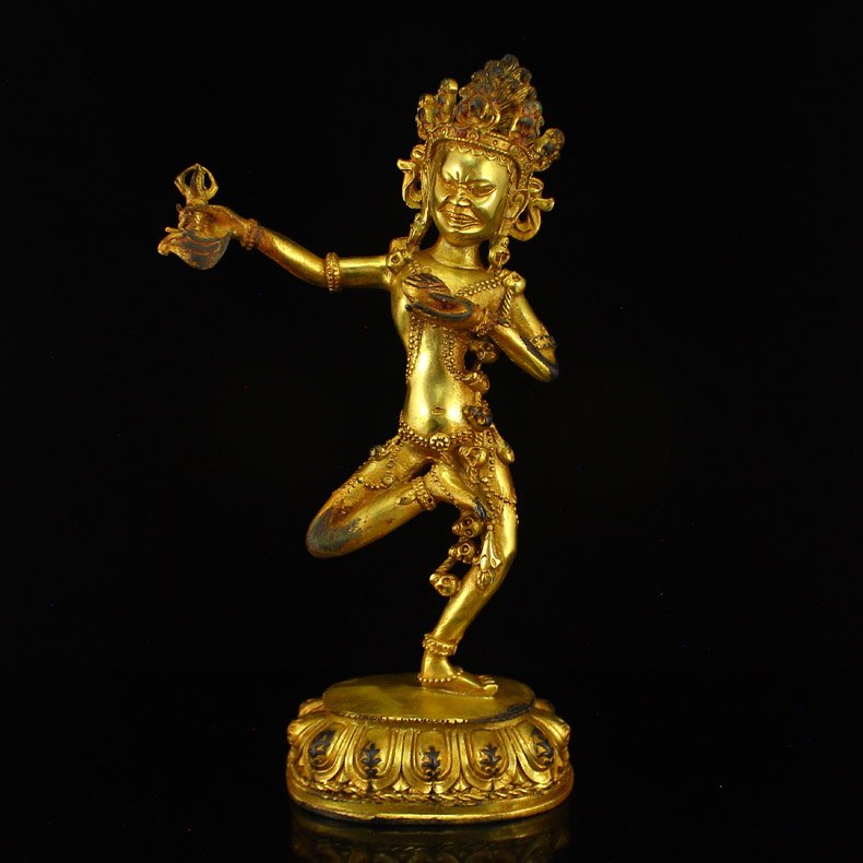 Chinese Ming Dynasty Gilt Gold Bronze Dakini Statue (1 of 7)