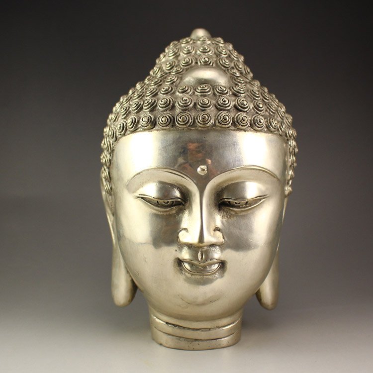 Vintage Chinese White Copper Siddhartha Buddha Statue (1 of 6)