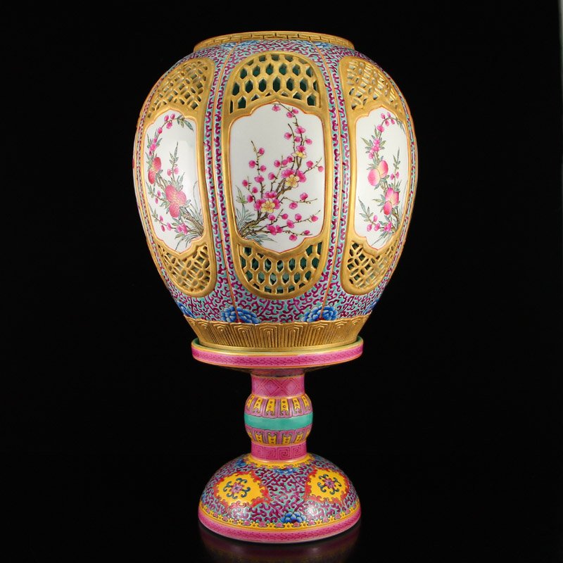 Chinese Gilt Gold Famille Rose Porcelain Candlesticks (1 of 10)