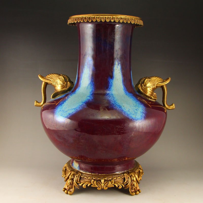 Chinese Gilt Edges Variable Glaze Porcelain Big Vase (1 of 7)