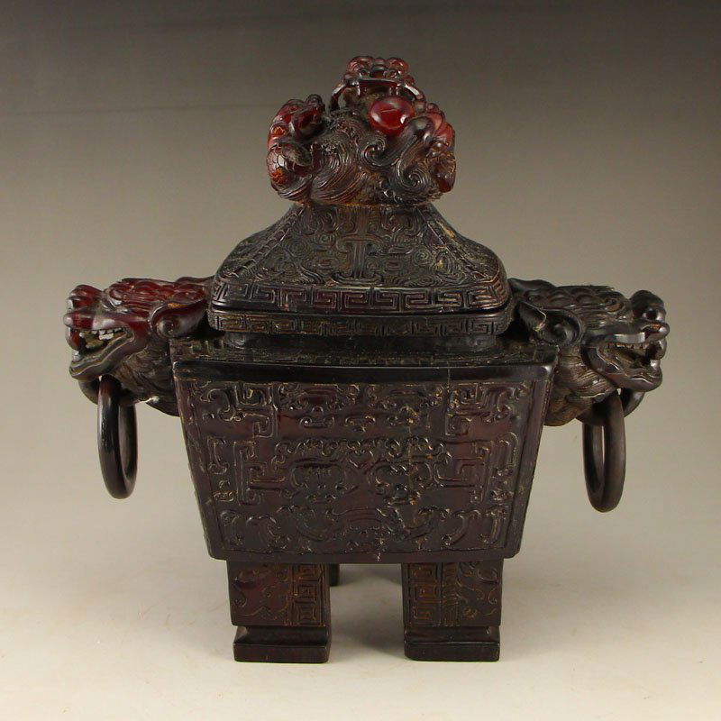 Vintage Chinese Ox Horn Dragon Head Incense Burner (1 of 8)