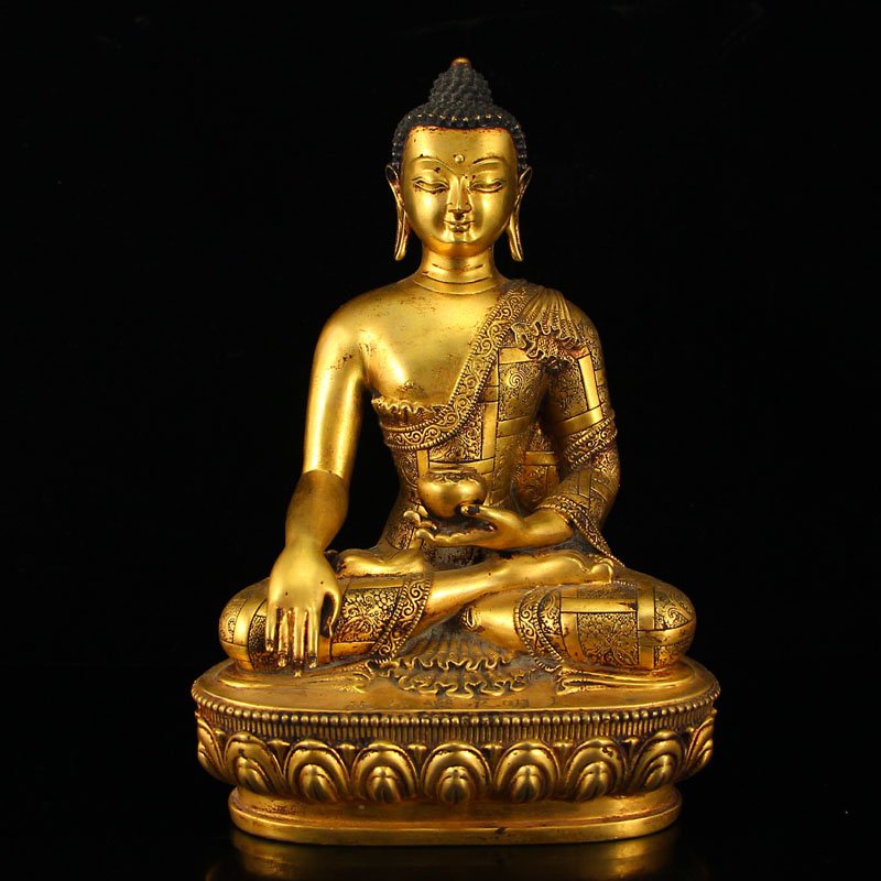 Chinese Gilt Gold Bronze Siddhartha Buddha Statue (1 of 9)