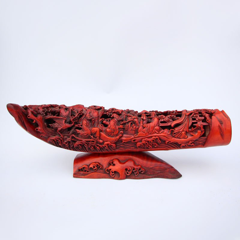 Vintage Openwork Bamboo Root Statue - Taoism Figure (1 of 10)