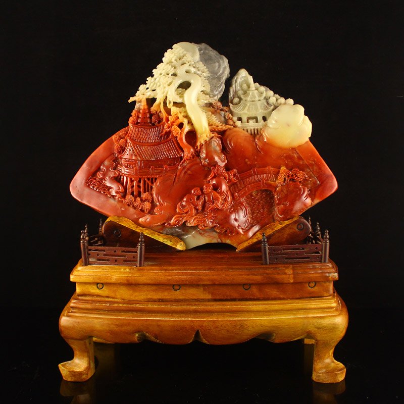 Chinese Shoushan Stone Statue - Old Men & Children (1 of 7)