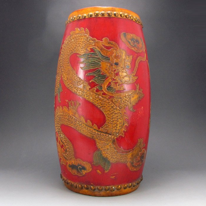 Vintage Chinese Lacquerware Fortune Dragon Drum (1 of 10)