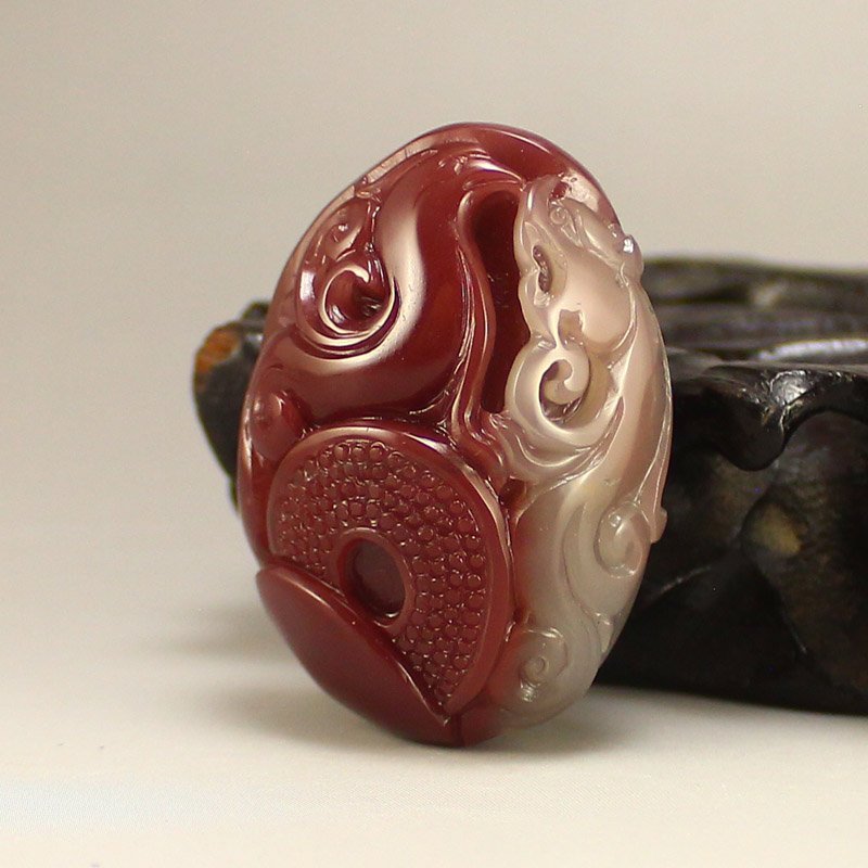 Chinese Purple Green Agate Fortune Dragon Pendant (1 of 5)