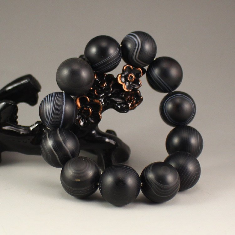 Vintage Tibet Black DZI Agate Beads Bracelet (1 of 7)