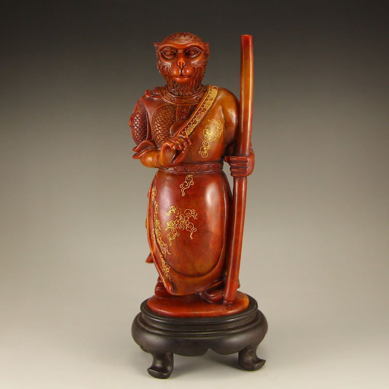 Natural Shoushan Stone Statue - Chinese Zodiac Monkey (1 of 7)