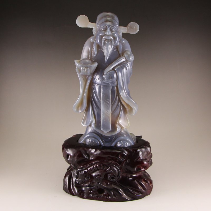 Chinese Natural Agate Statue - Fortune Taoism Deity (1 of 7)
