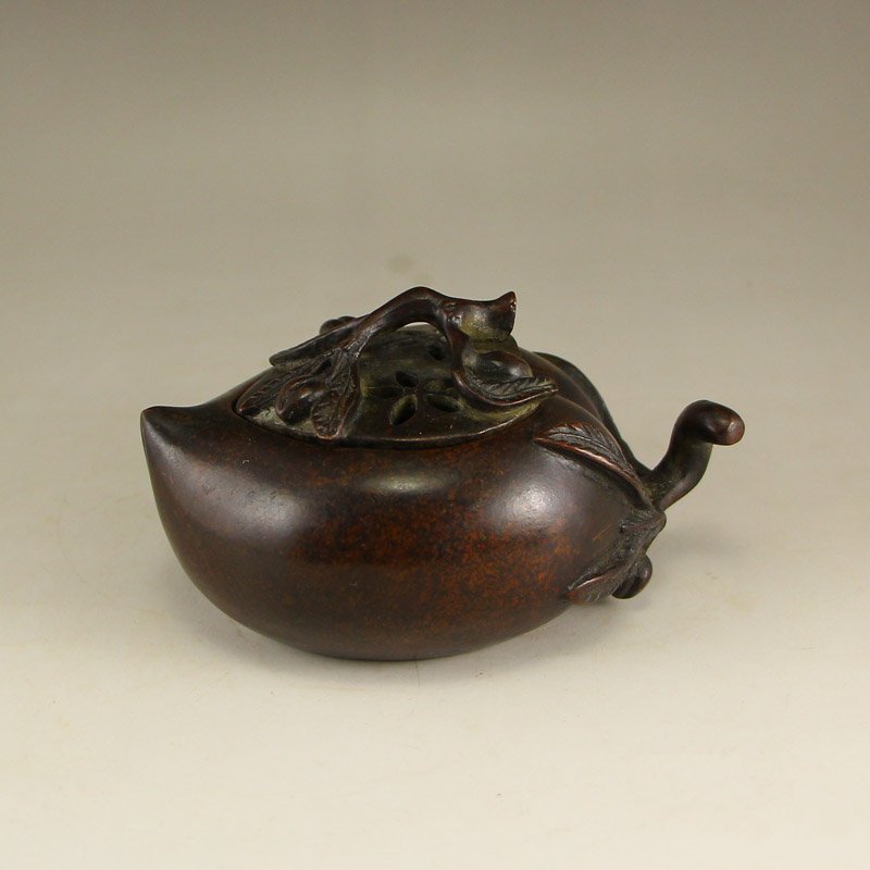 Vintage Chinese Bronze Peach Style Incense Burner (1 of 6)