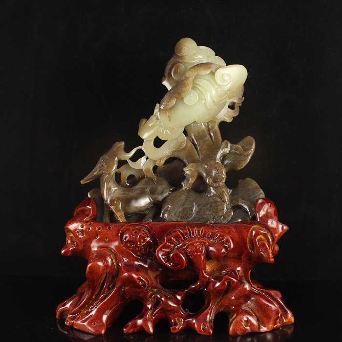 Chinese Natural Hetian Jade Ruyi Sheep Statue (1 of 7)
