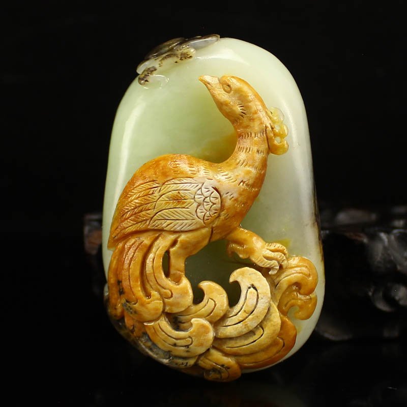 Chinese Natural Hetian Jade Phoenix Pendant (1 of 6)