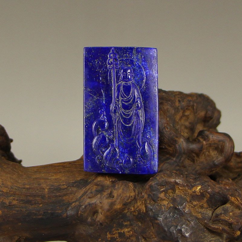 Vintage Chinese Lapis Lazuli Pendant - Buddha (1 of 6)